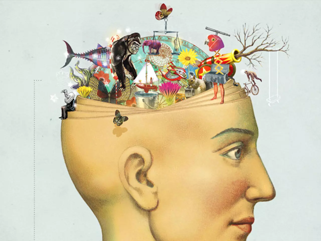 humano imaginando muchas cosas