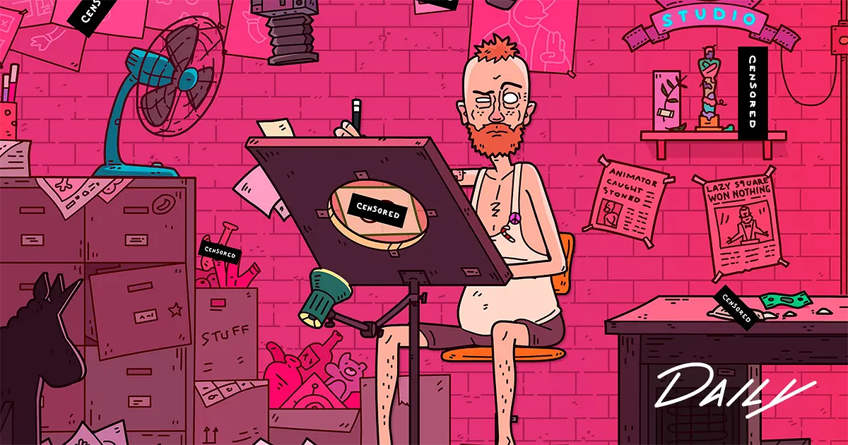 Alex Semenov en versión animada interpretando papel en uno de los capitulos creado por su alter ego lazy square