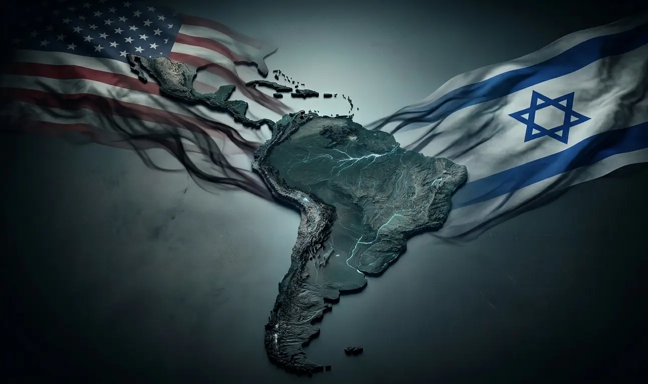 Bandera de EE.UU e Israel sobre latinoamerica