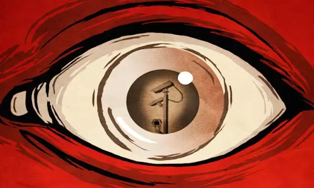 Ojo viendo camaras representación de la obra 1984 de Goerge Orwell