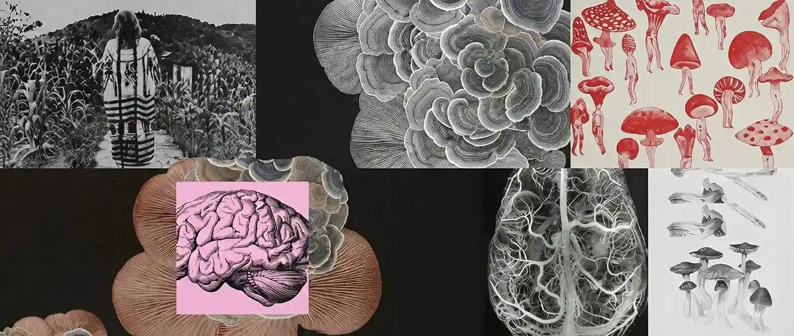 fotografia de hongos, cerebro, chamana en conexion con el todo