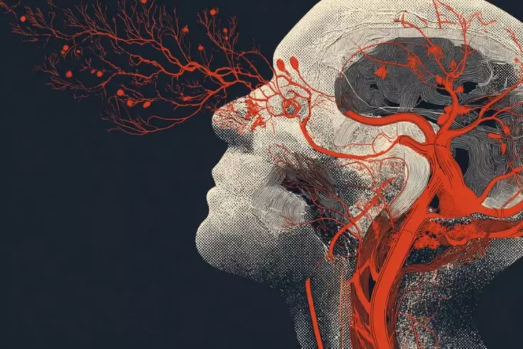 Diseño de cerebro con terminanciones nerviosas